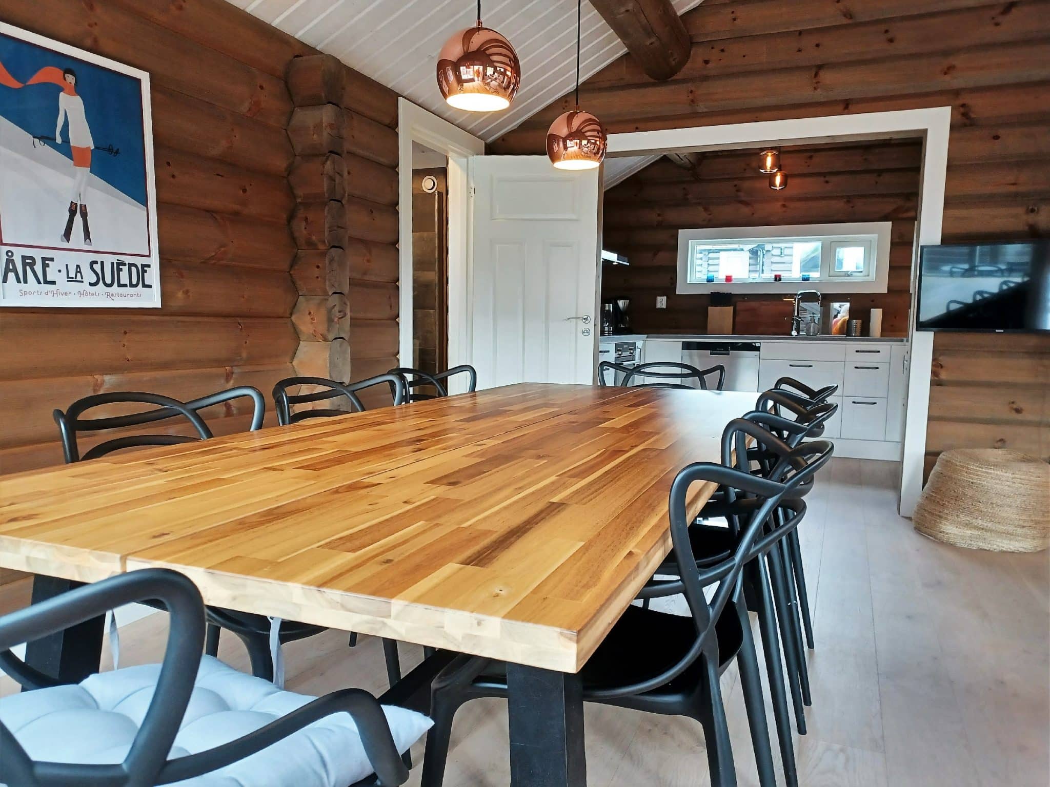 Dining area and kitchen in semi-detached house.